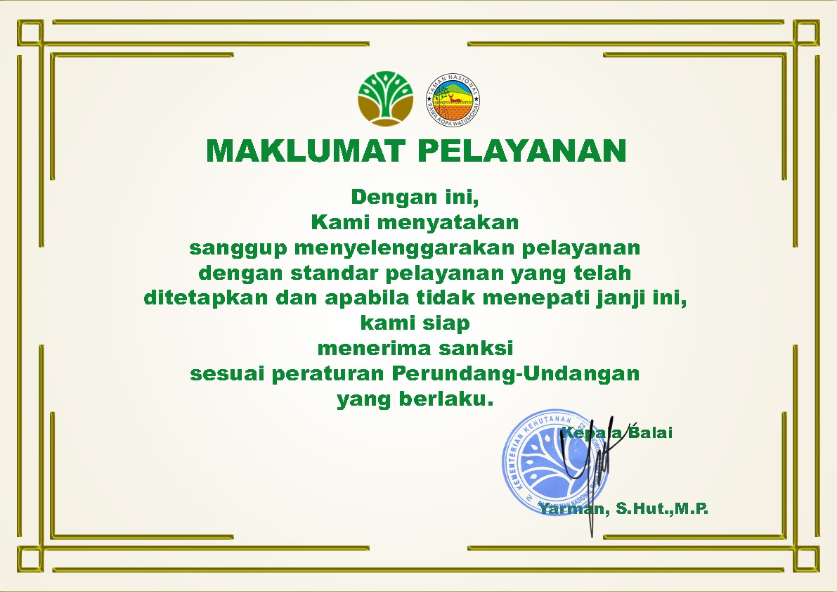 Maklumat Pelayanan Taman Nasional Rawa Aopa Watumohai